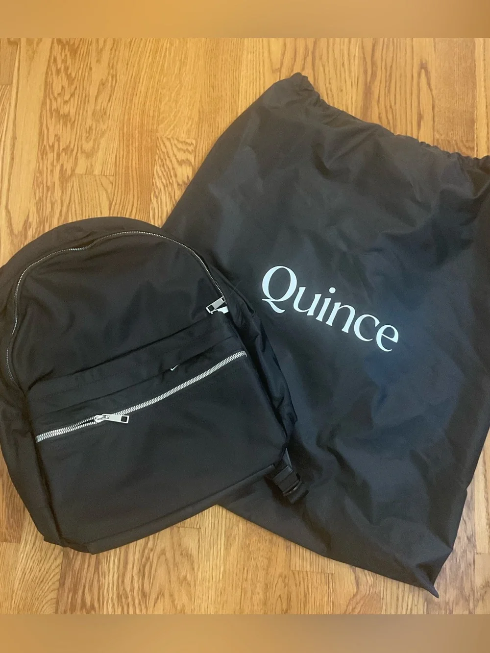 Quince Revive Unisex Black Nylon Daypack Backpack . Size OS